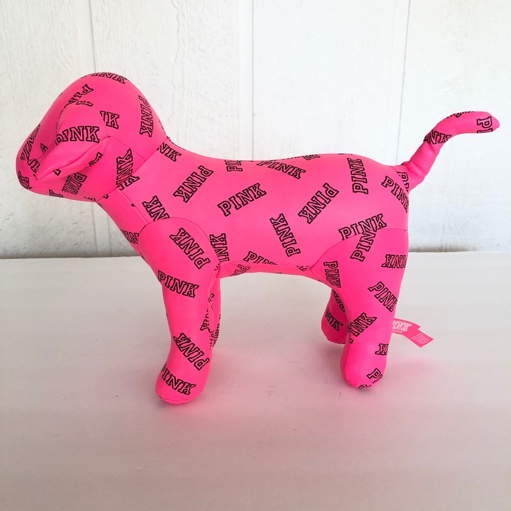 PINK VICTORIAS SECRET MASCOT MEDIUM SIZED STUFFED VINYL DOG